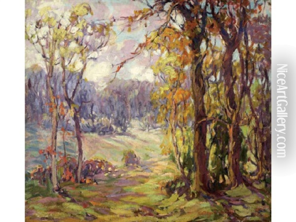 Autumn Landscape Oil Painting - Kathryn E. Bard Cherry