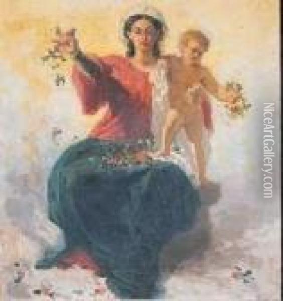 Madonna Con Bambino Oil Painting - Domenico Morelli