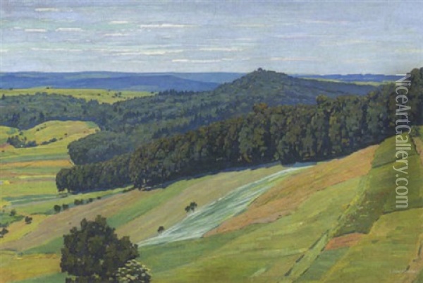 Sommerliche Mittelgebirgslandschaft Oil Painting - Siegfried Mackowsky