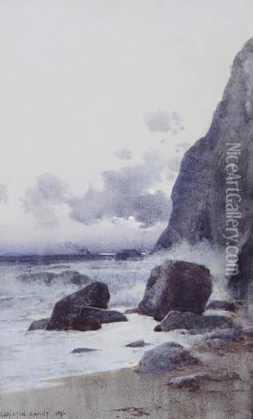 The Beach At High Tide Oil Painting - Carleton Grant