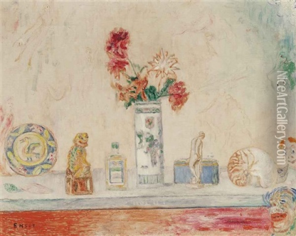 Fleurs Fines, Formes Legeres Oil Painting - James Ensor