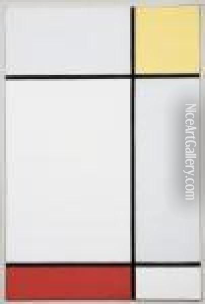 Composition With Yellow And Red Oil Painting - Piet Mondrian