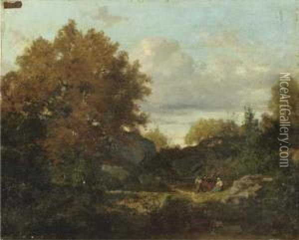 Rocher Le Canon, Foret De Fontainebleau Oil Painting - Alphonse J-B. Mourlot