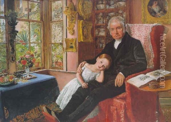 James Wyatt And His Granddaughter Mary Wyatt Oil Painting - John Everett Millais