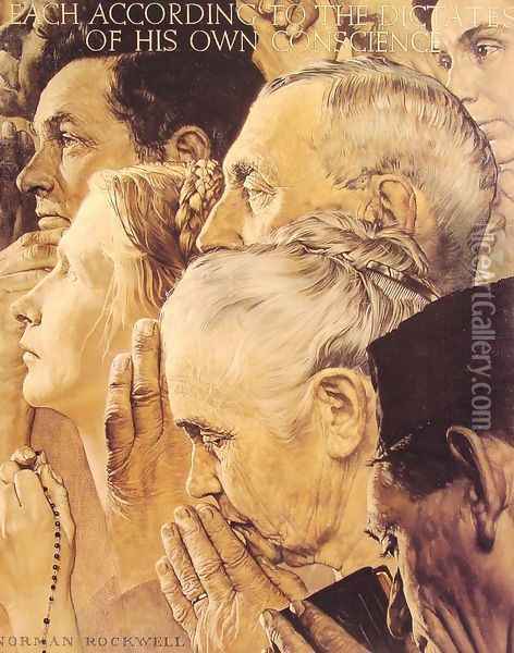 Freedom to Worship Oil Painting - Norman Rockwell
