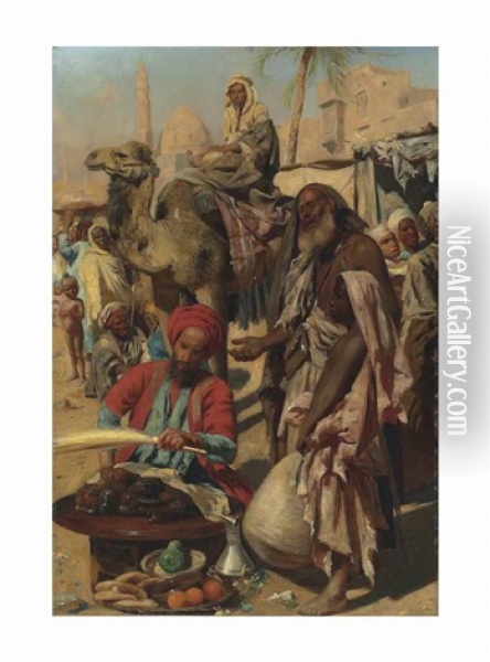 A Market In Cairo Oil Painting - Carl Leopold Mueller