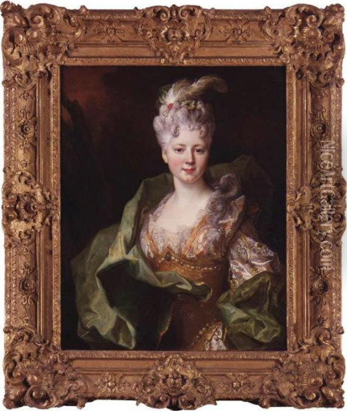Portrait Of Mlle. Jeanne De Gagne Perrigny Oil Painting - Nicolas de Largillierre