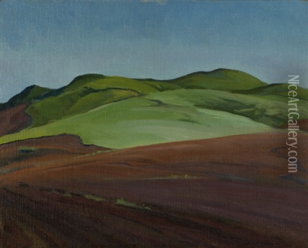 Rolling Farmland In A California Landscape Oil Painting - William Alexander Griffith
