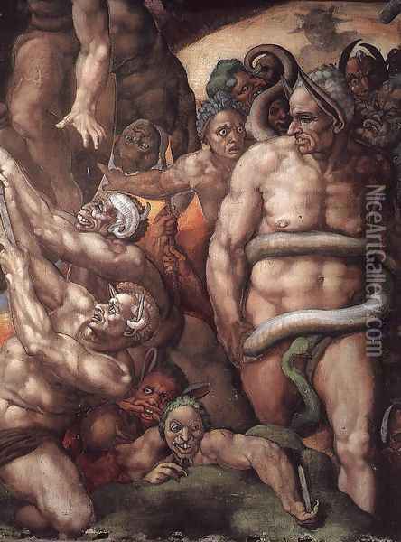 Last Judgment (detail-28) 1537-41 Oil Painting - Michelangelo Buonarroti