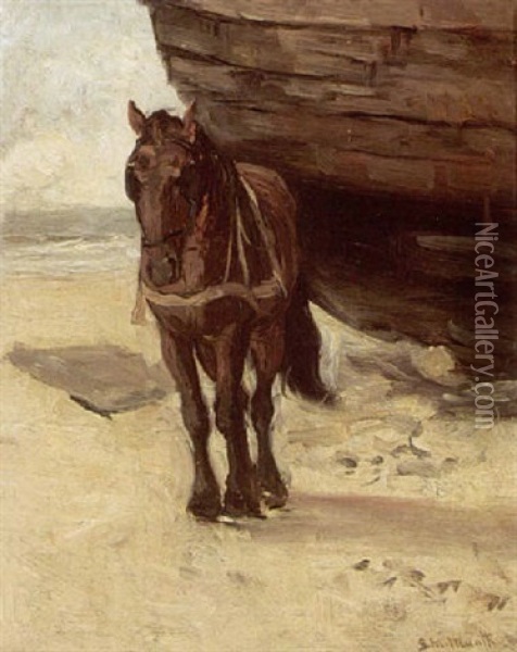 A Horse Near A Bomschuit Oil Painting - Gerhard Arij Ludwig Morgenstjerne Munthe