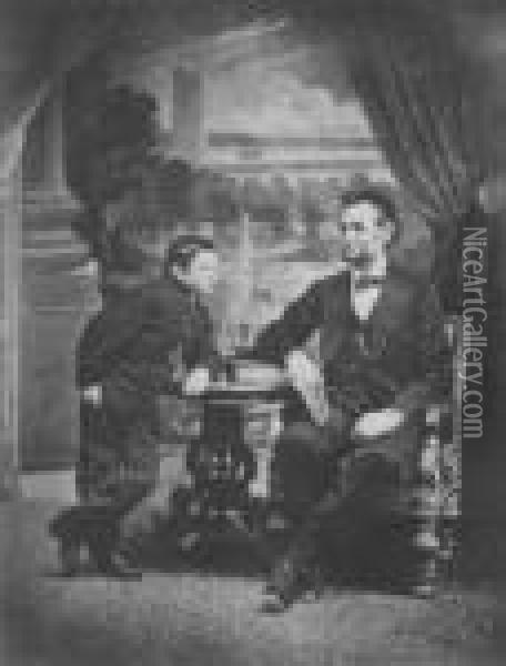 President Lincoln And His Son Thaddeus Oil Painting - Alexander Gardner