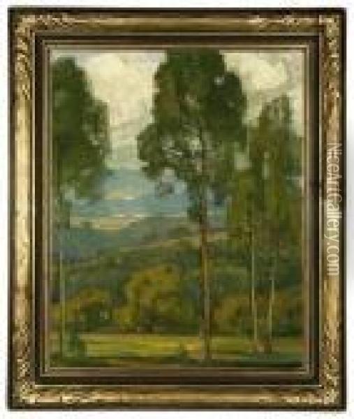 Valley View Through Eucalyptus Trees Oil Painting - William Wendt