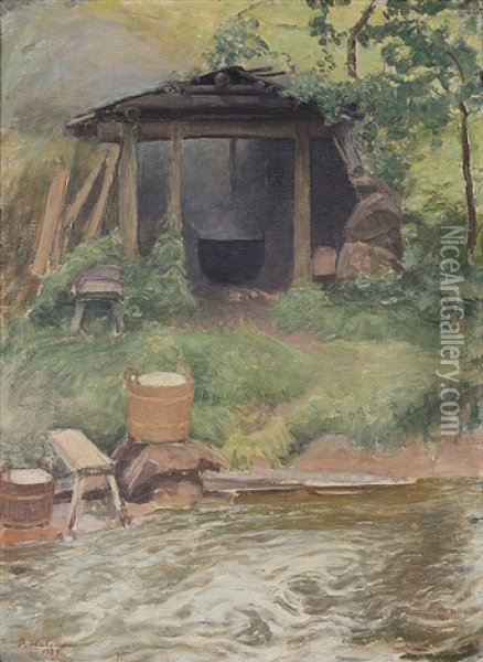 Laplander's Hut At Kotakoski Oil Painting - Pekka Halonen