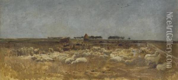 Le Parc A Moutons Oil Painting - Charles-Francois Daubigny