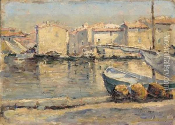 Barque Latine A Quai Dans Le Port... Oil Painting - Edouard Ducros