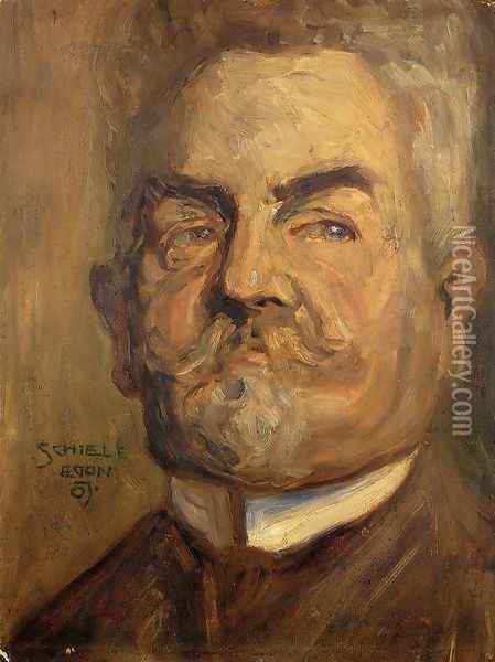 Portrait of Leopold Czihaczek (Head of a Bearded Man) Oil Painting - Egon Schiele