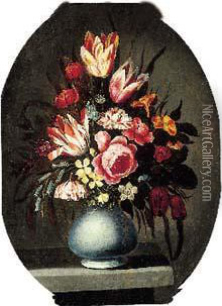 Bouquet De Fleurs Sur Un Entablement Oil Painting - Jeremias Falk