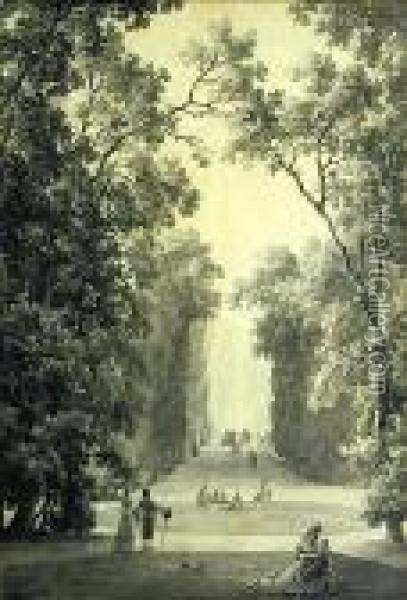 Vue Prise Dans Le Parc De Saint-cloud En 1785 Oil Painting - Pierre-Antoine Demachy