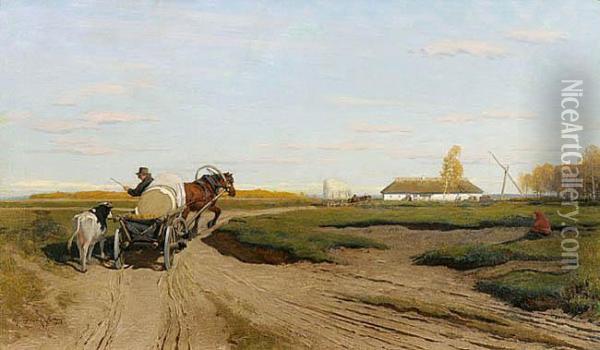 Powrot Do Domu, 1902 R. Oil Painting - Oskar Gofman