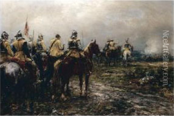 Edge Of The Battlefield Oil Painting - Ernest Crofts