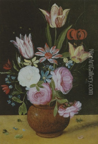 Blumen In Einer Vase Auf Einem Tisch Oil Painting - Andries Daniels