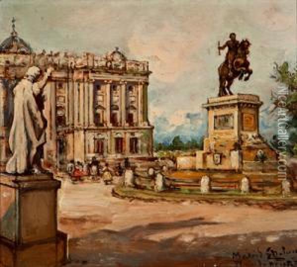 Plaza De Oriente, Madrid Oil Painting - Emilio Poy Dalmau