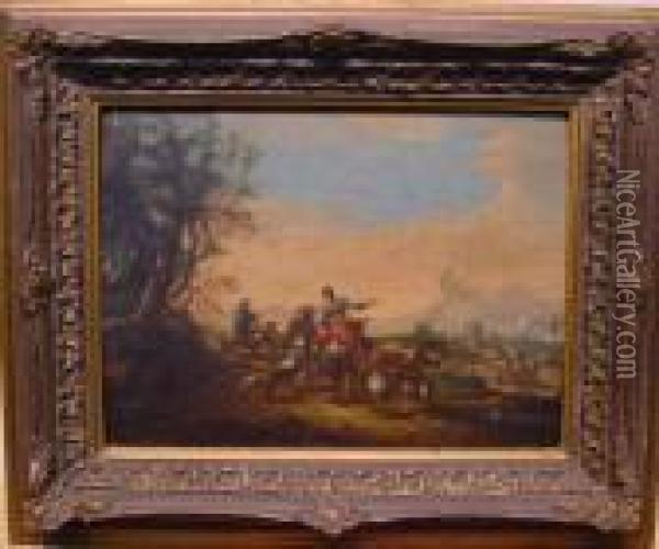 Drovers In A Landscape Oil Painting - Nicolaes Berchem