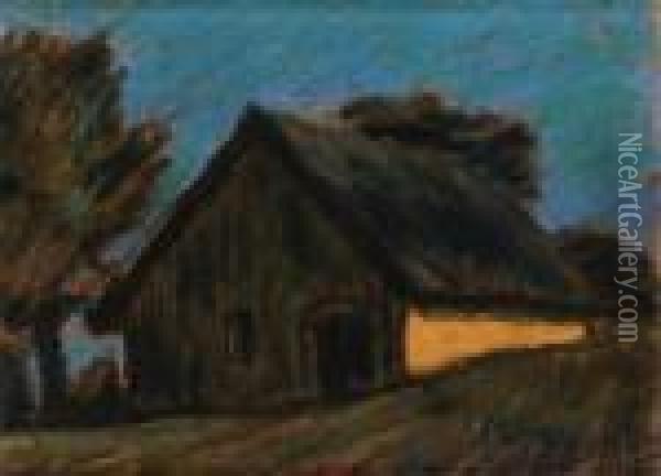 House Before Blue Sky Oil Painting - Istvan Nagy