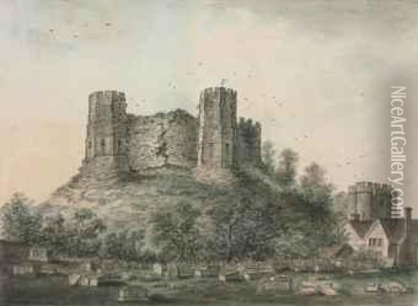 Lewes Castle From The South-west, Sussex Oil Painting - James Lambert Junior