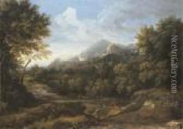 A Wooded Landscape Oil Painting - Gaspard Dughet Poussin
