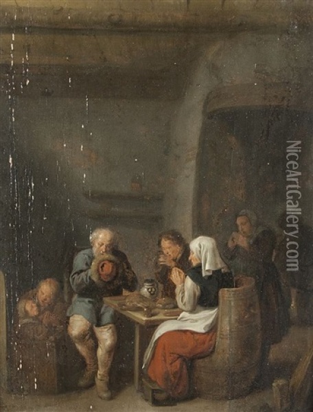 Familie Bei Tisch Oil Painting - Jan Miense Molenaer