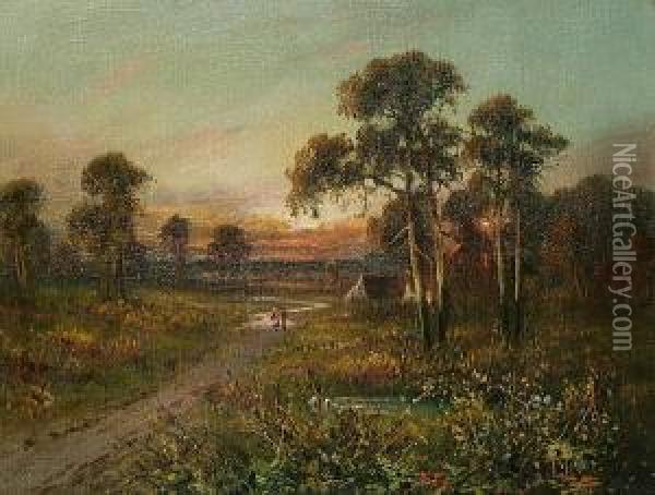 The Grant Llyn, Lledr Valley Oil Painting - John Bates Noel