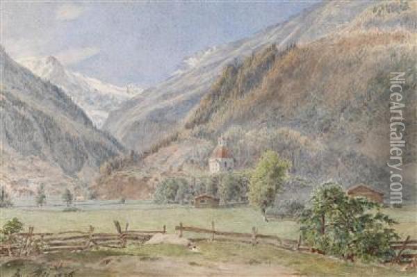 A View To Bockstein Mountain In The Gastein Valley With The Church 