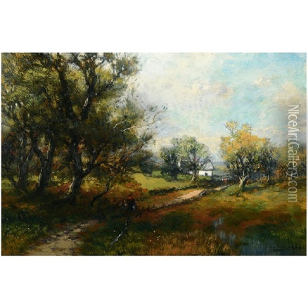 Figures On Country Path Oil Painting - George Herbert McCord