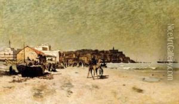 The Beach At Jaffa Oil Painting - Hendrik Veder