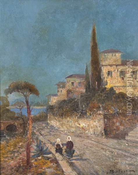 Italienisches Dorf Oil Painting - Paul Bistagne