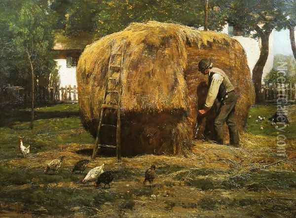 The Barnyard Oil Painting - Frederick Childe Hassam