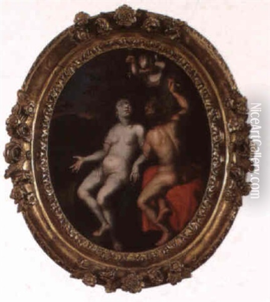 Angelique Et Medor Oil Painting - Cornelis Cornelisz Van Haarlem