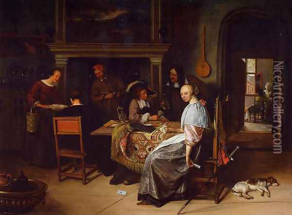 The Cardplayers Oil Painting - Jan Steen