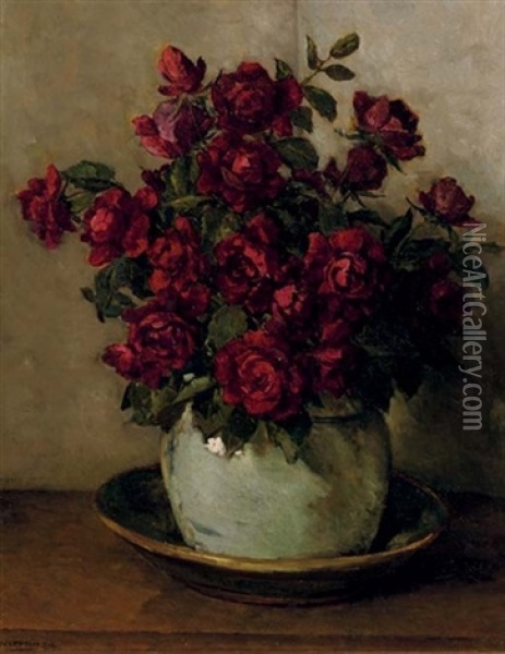 Red Roses Oil Painting - Johannes Evert Hendrik Akkeringa