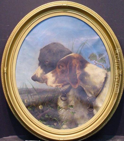 Two Hunting Dogs Oil Painting - Figlio De Vivo