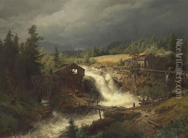 Norwegian Landscape Oil Painting - Hermann Herzog
