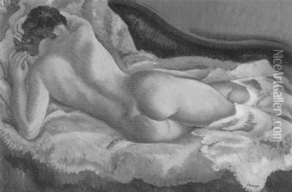 Reclining Female Nude Oil Painting - Emil Ganso