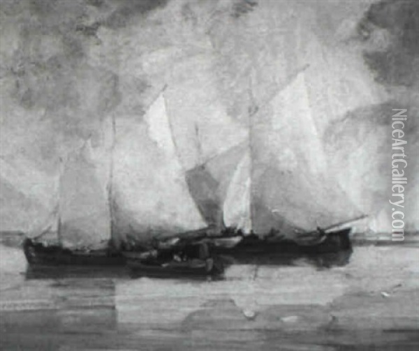 Venetian Sails Oil Painting - Ettore Caser