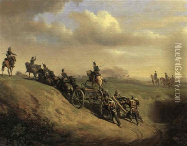 Schweizer Artillerie Um 1842 Oil Painting - Adolphe Gandon
