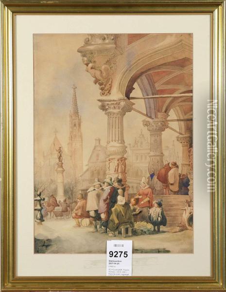 Historisk Scen, Signerad F.w S Oil Painting - Fredrik Wilhelm Scholander