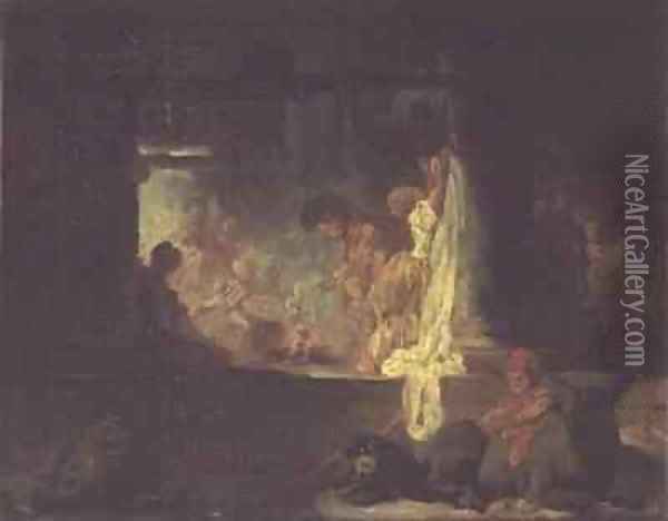 The Washerwomen Oil Painting - Jean-Honore Fragonard