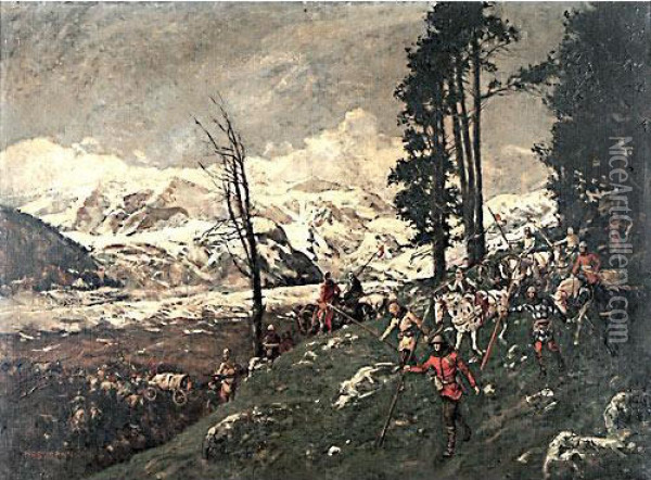 Cavalieri In Alta Montagna Oil Painting - Karl Ludwig Hassmann