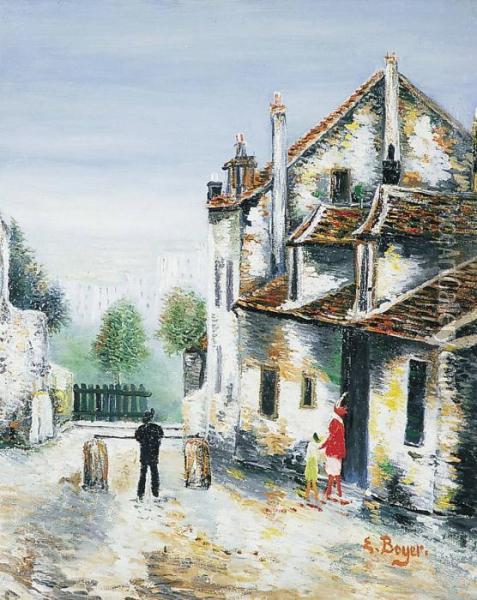 Montmartre, La Rue De Labreuvoir Oil Painting - Emile Boyer