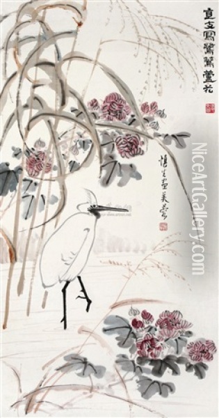 Bird And Flowers Oil Painting -  Ling Wenyuan